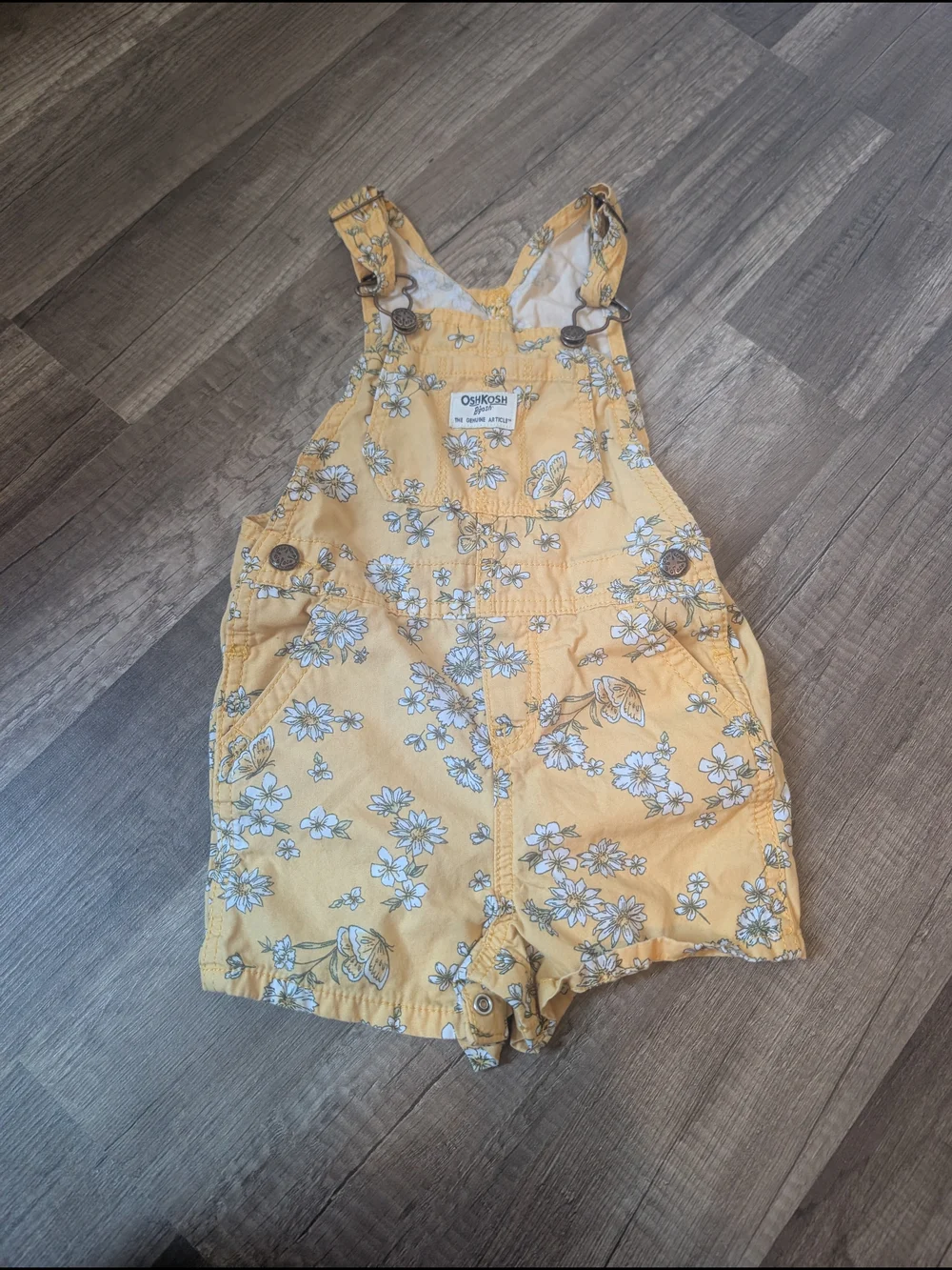 OshKosh B'gosh Yellow Floral Shortie Overalls